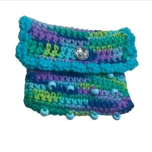 Handmade Crochet Colorful Coin Mini Wallet Pony Bead Purse